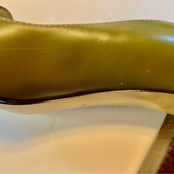 Anne Klein Maworkout Green Leather Wooden Heels Size 8M - Picture 10 of 16